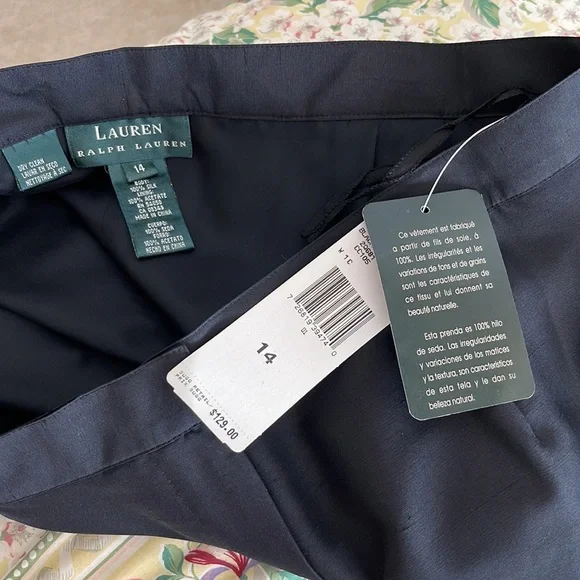 NWT Lauren Ralph Lauren black silk pantsuit